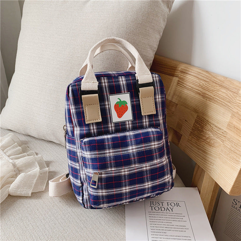 Babylane Mini Cartoon Checked Backpack: Stylish for Kids!