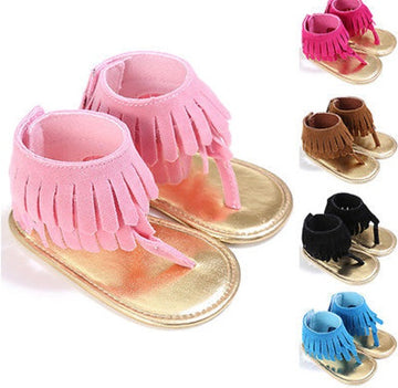 Baby Lane Girls' Sandals – Cute Retro Tassel Flannel Baby Footwear