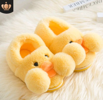 Baby Lane: Cartoon Cotton Slippers for Kids – Cozy Yellow Duck Design