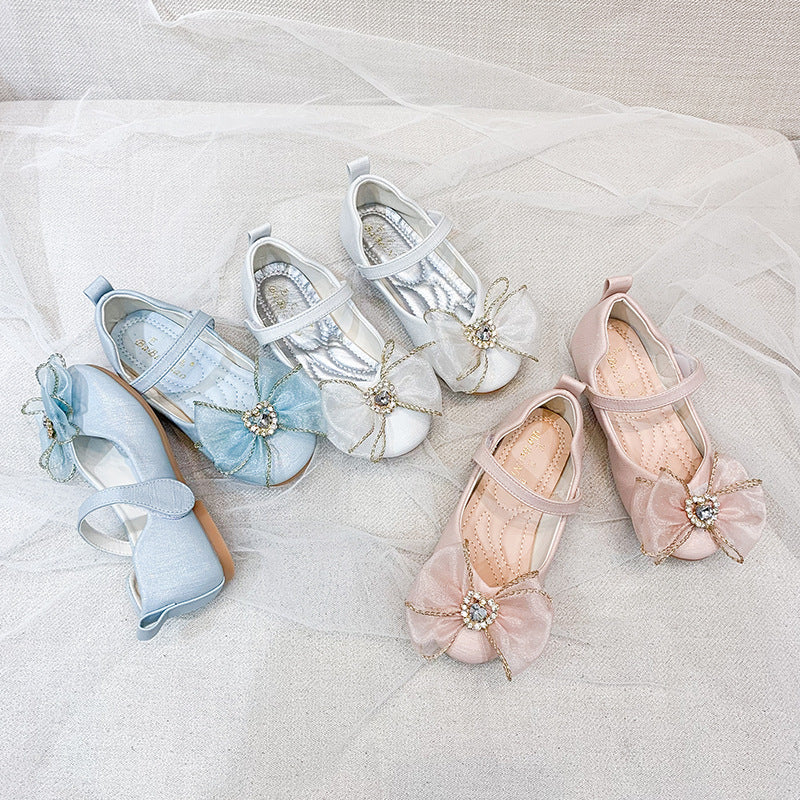 Baby Lane: Adorable Rhinestone Bow Flat Shoes for Girls – Perfect for Spring