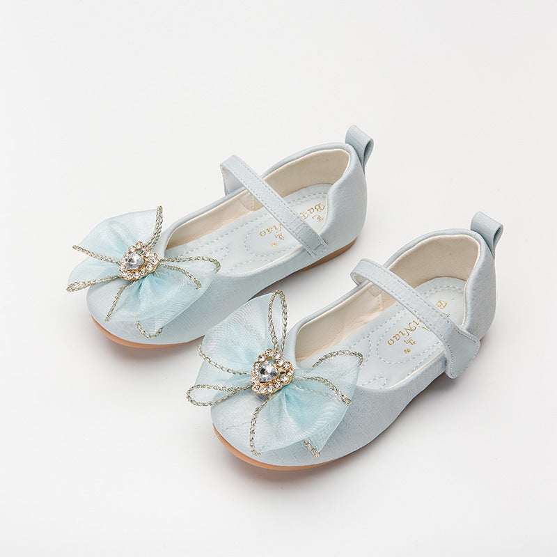 Baby Lane: Adorable Rhinestone Bow Flat Shoes for Girls – Perfect for Spring