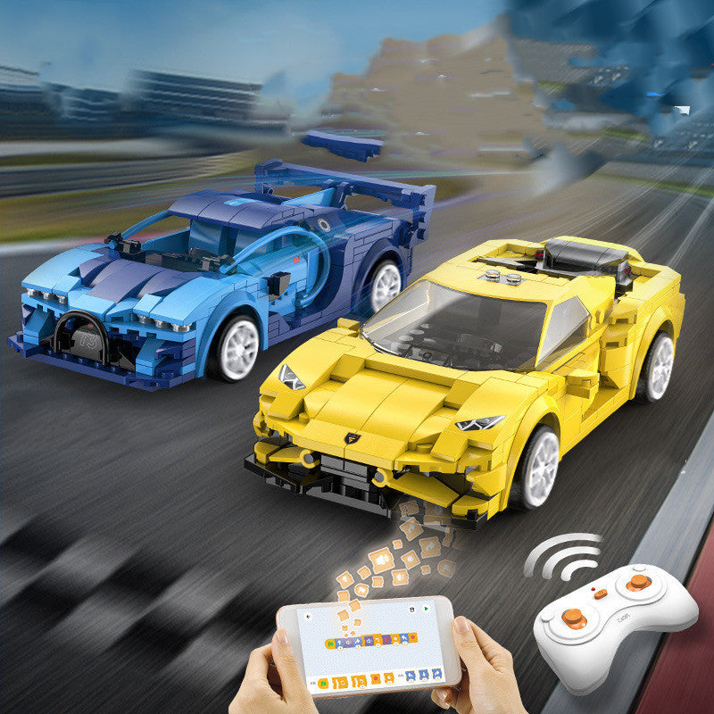 Baby Lane App-Controlled Blue Phantom Sports Car: Building Block Fun for Kids
