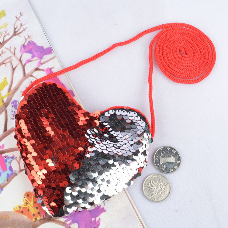 Baby Lane Kids' Love Sequined Coin Purse – Fun Lanyard Design!