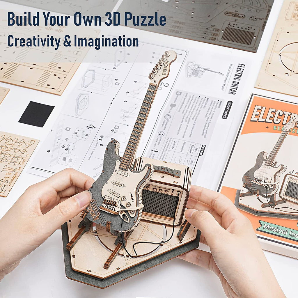 Baby Lane Robotime ROKR TG605K: Creative Electric Guitar Model Kit for Kids