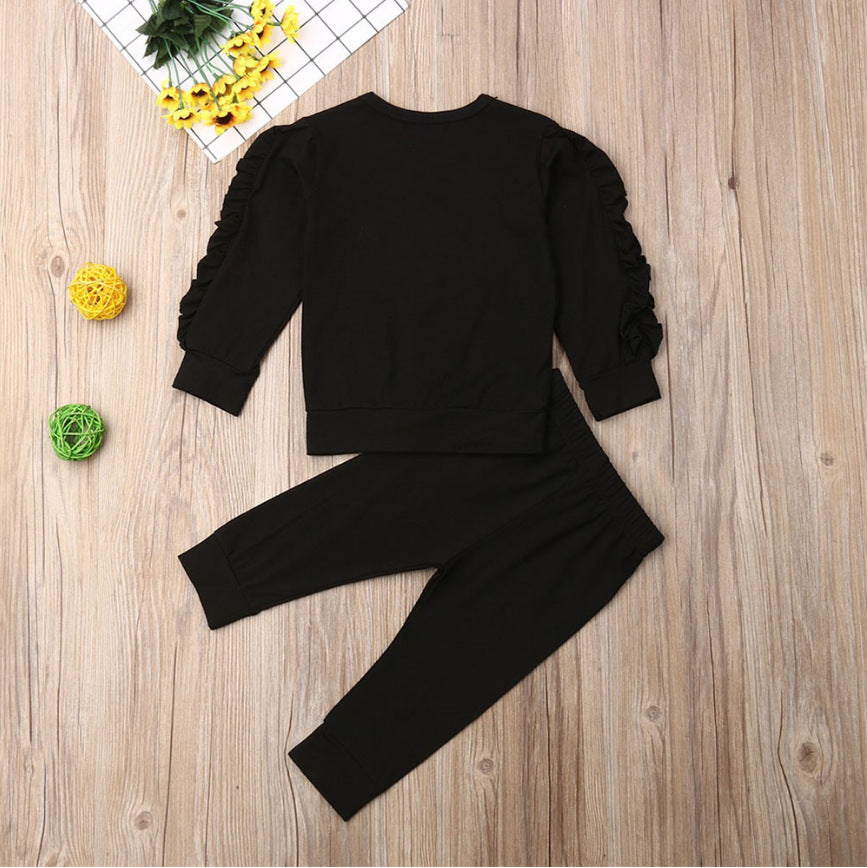 Baby Lane 2-Piece Fall Outfit: Ruffled Long Sleeve Sweatshirt & Pants for Infants!