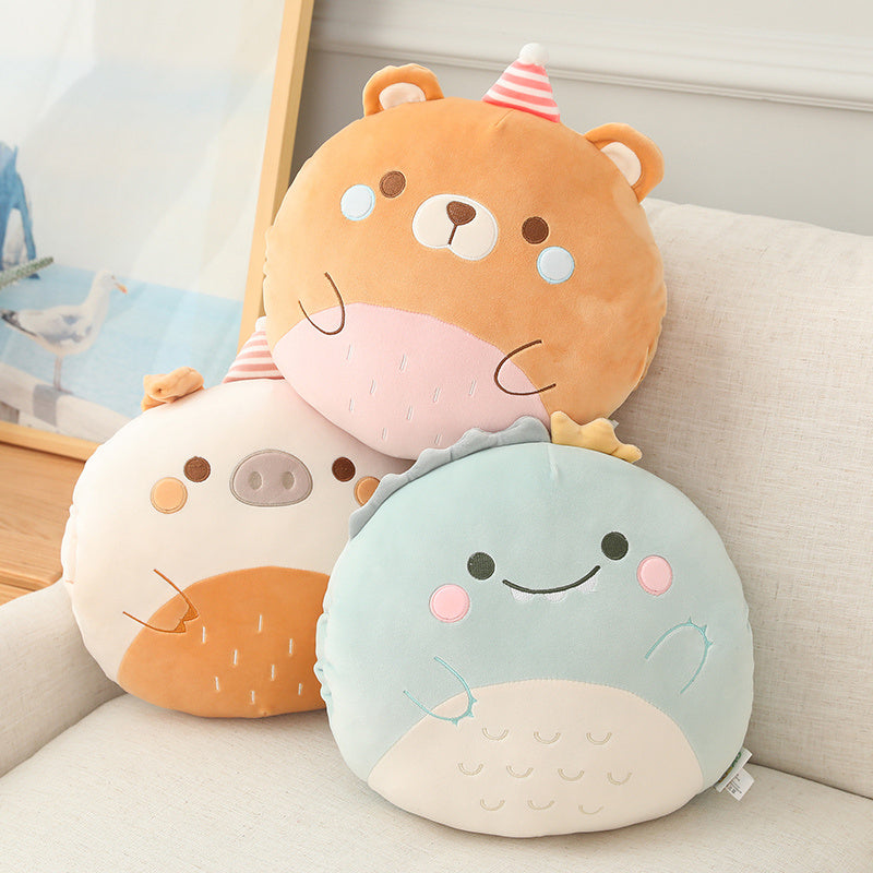 Babylane Cute 35CM Cartoon Pillow | Dinosaur, Pig, Bear & Penguin Hands Warm Pillow