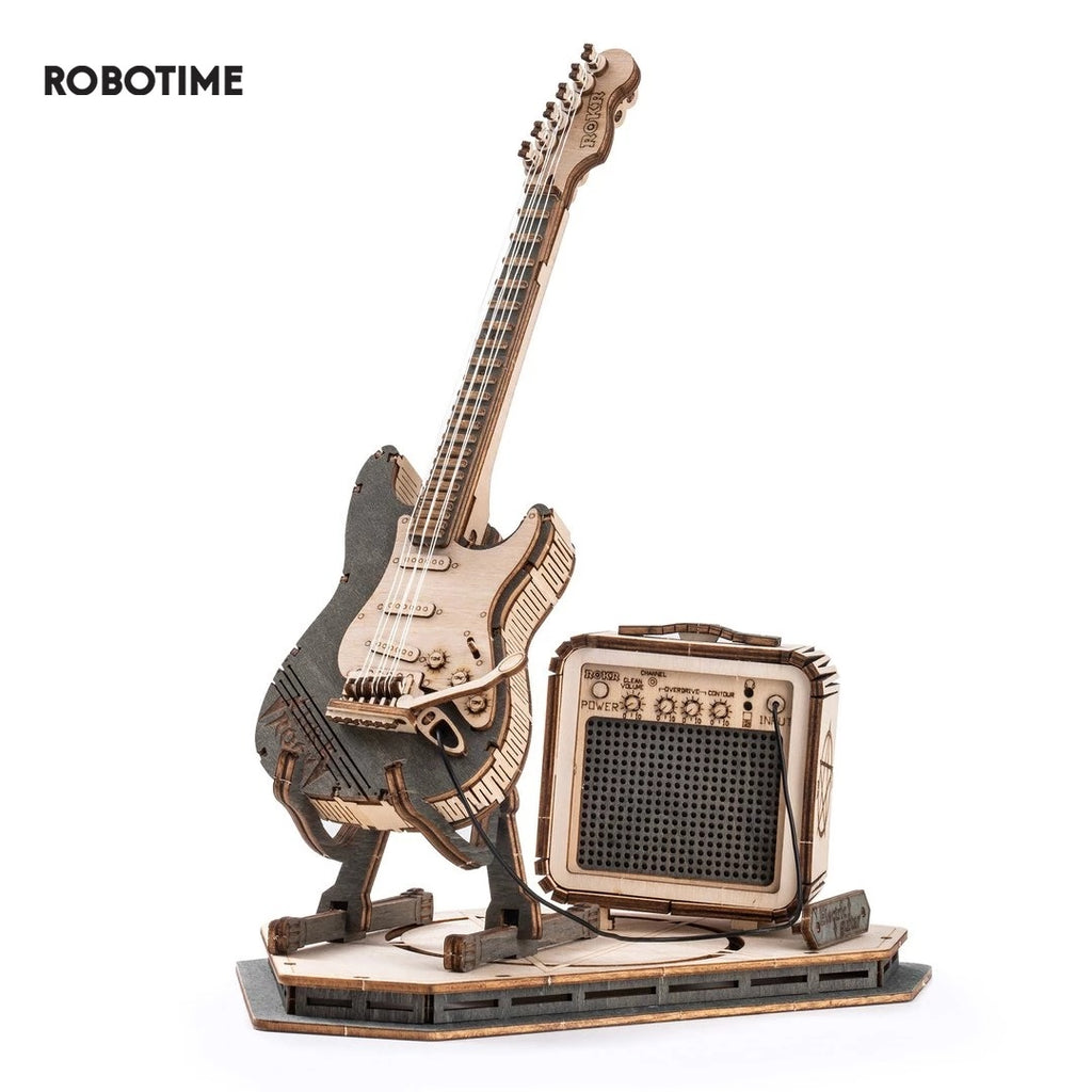 Baby Lane Robotime Rokr TG605K: Electric Guitar Model Kit for Kids - Fun Building Set
