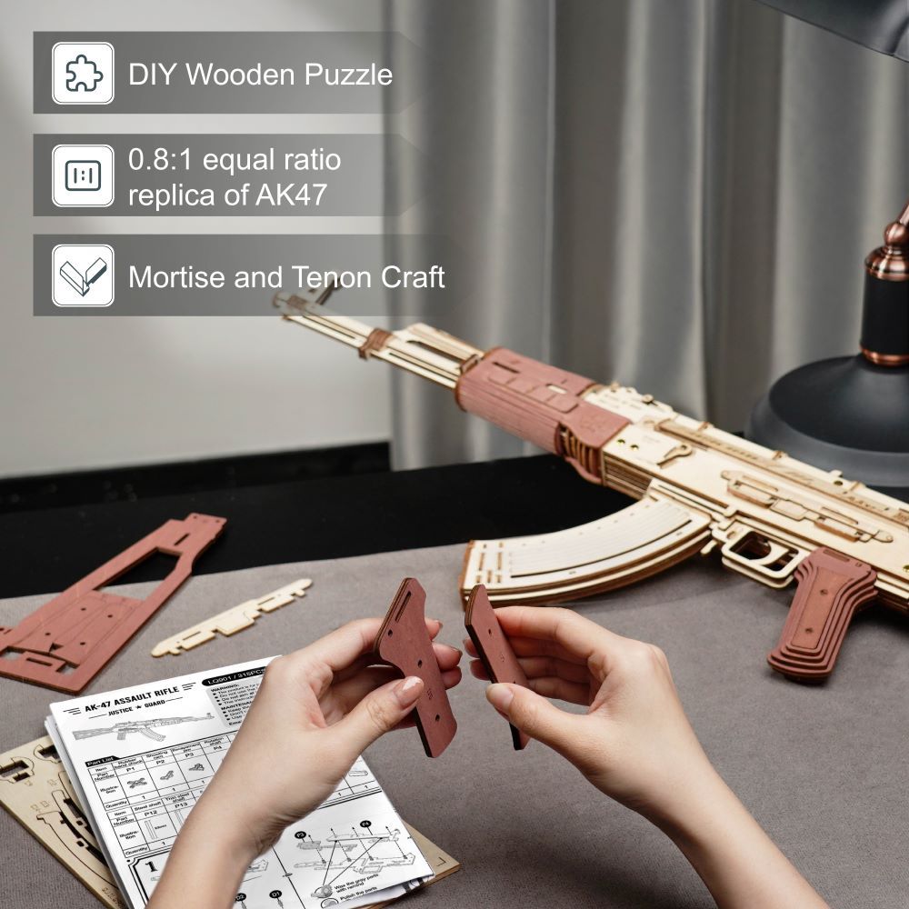 Baby Lane Robotime Rokr AK-47: Fun DIY 3D Wooden Toy with Dual Firing Modes