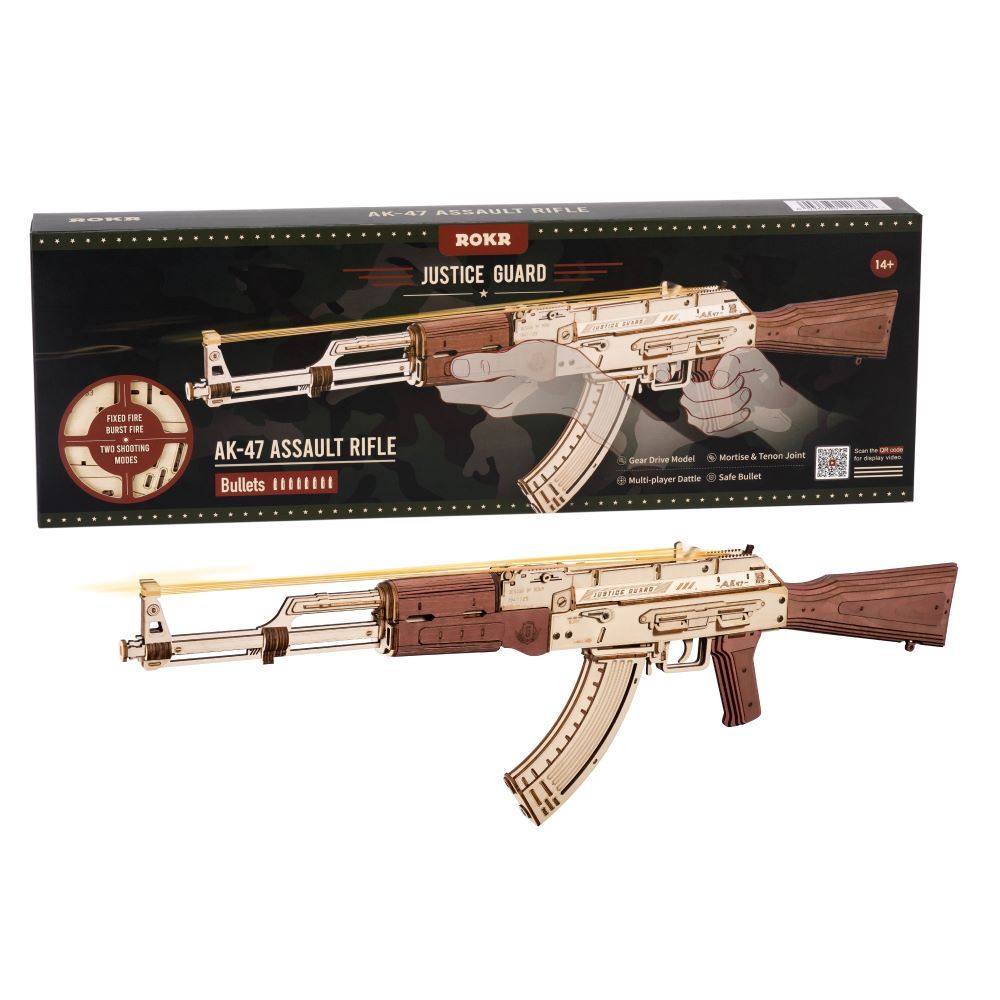 Baby Lane Robotime Rokr AK-47: Fun DIY 3D Wooden Toy with Dual Firing Modes