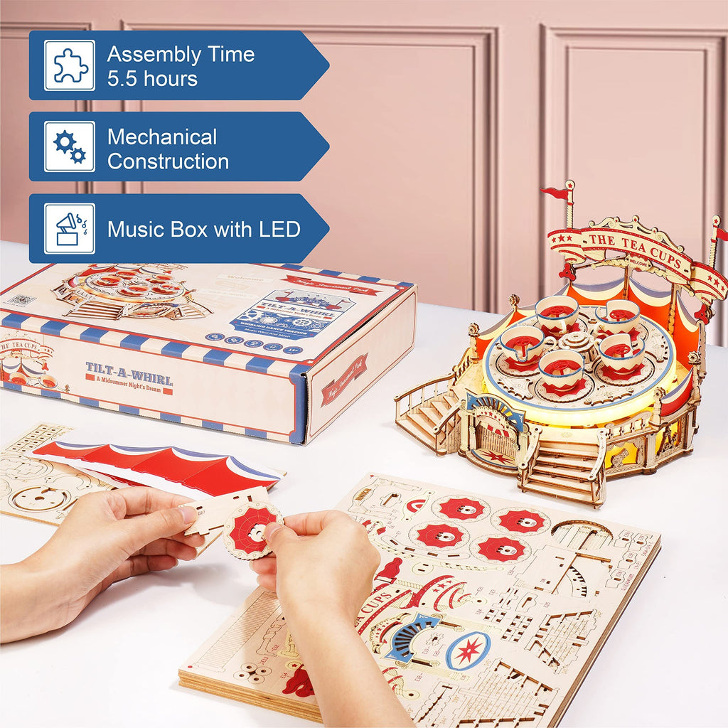 Baby Lane ROKR DIY Music Box: Tilt-A-Whirl 3D Wooden Puzzle - EA04