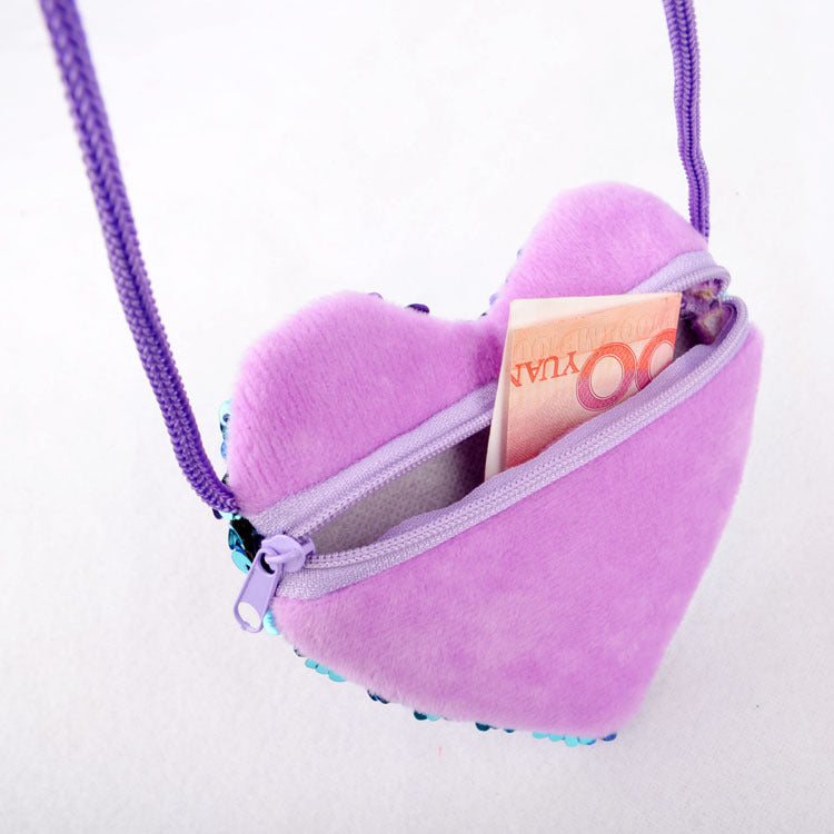 Baby Lane Kids' Love Sequined Coin Purse – Fun Lanyard Design!