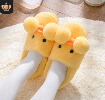 Baby Lane: Cartoon Cotton Slippers for Kids – Cozy Yellow Duck Design