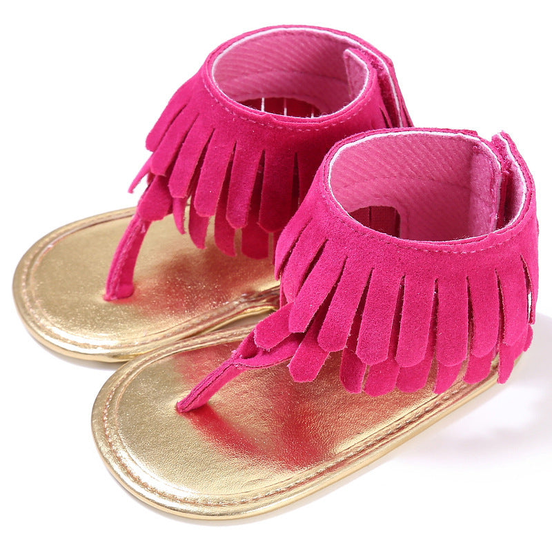 Baby Lane Girls' Sandals – Cute Retro Tassel Flannel Baby Footwear
