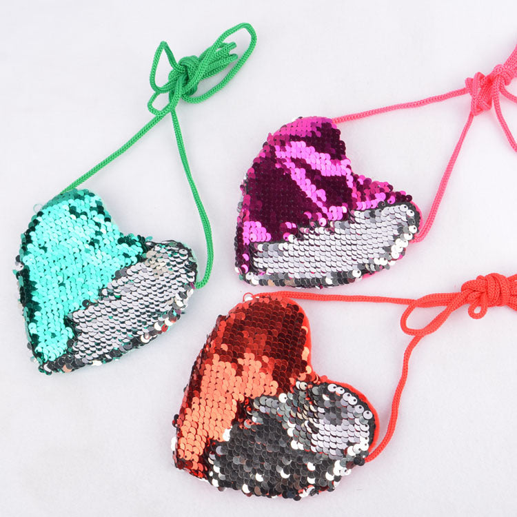 Baby Lane Kids' Love Sequined Coin Purse – Fun Lanyard Design!
