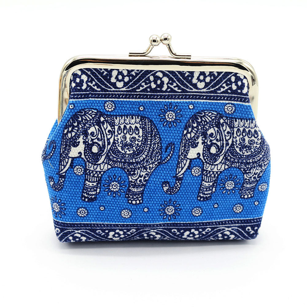 Baby Lane Stylish National Wind Zero Wallet – Canvas Elephant Design for Women!
