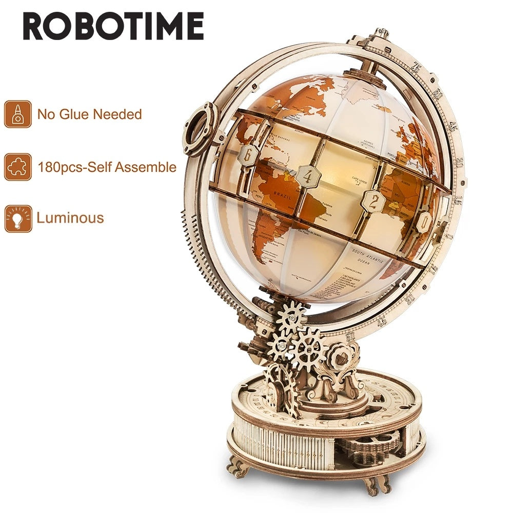 Baby Lane 3D Wooden Puzzle Globe: Robotime ROKR Assemble Model Gift for Boys