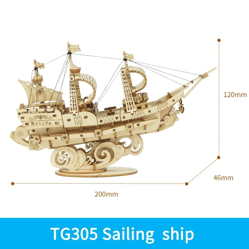 Baby Lane 3D Wooden Ship Model: Robotime Assembly Kit for Girls' Birthday Gifts