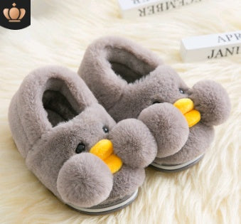 Baby Lane: Cartoon Cotton Slippers for Kids – Cozy Yellow Duck Design