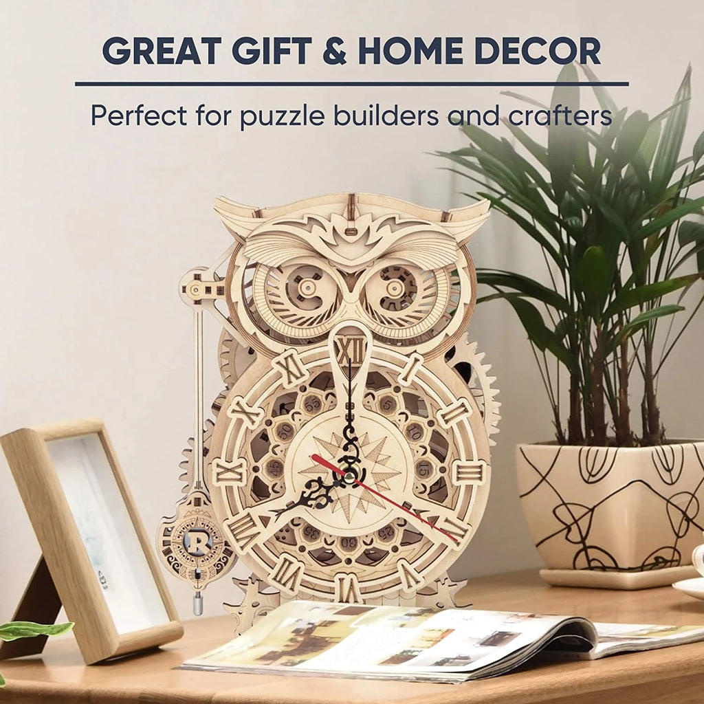 Baby Lane 3D Owl Clock Kit: Robotime Rokr Creative DIY Wooden Toys for Children