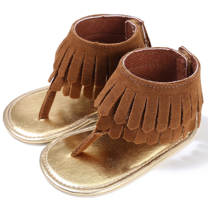 Baby Lane Girls' Sandals – Cute Retro Tassel Flannel Baby Footwear