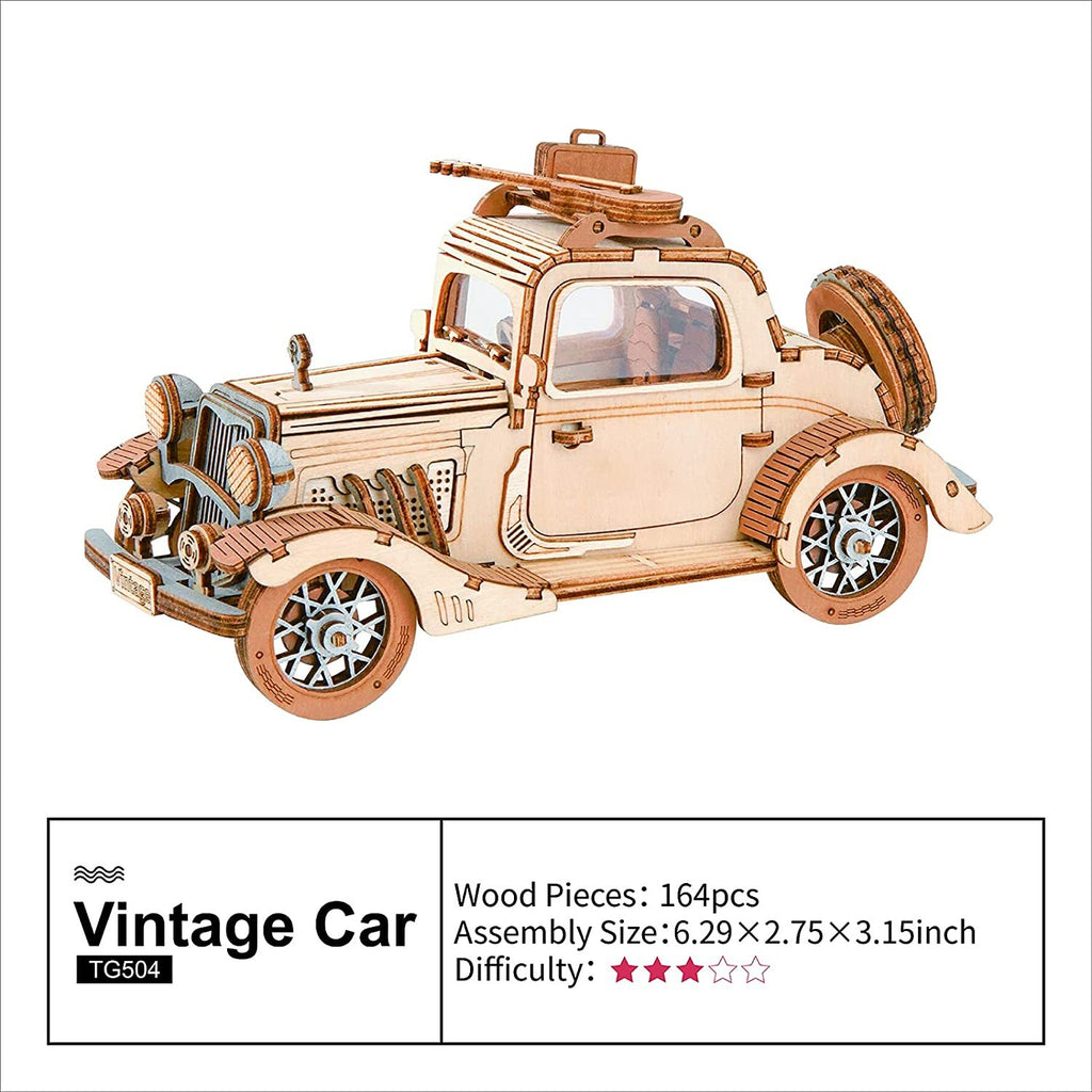 Baby Lane Robotime Vintage Car Model: Fun 3D Wooden Puzzle for Kids