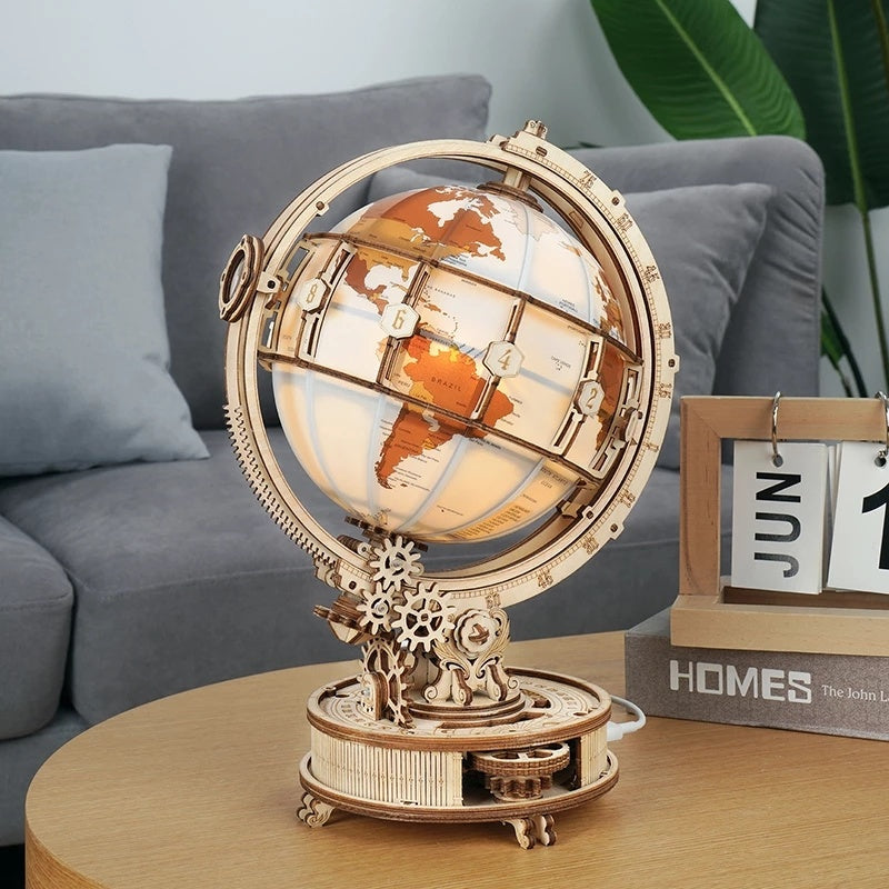 Baby Lane 3D Wooden Puzzle Globe: Robotime ROKR Assemble Model Gift for Boys