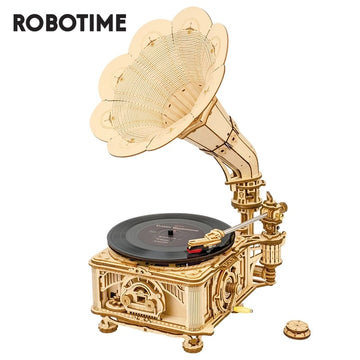 Baby Lane Robotime ROKR LKB01: Hand Crank Classic Gramophone DIY Wooden Model Kit