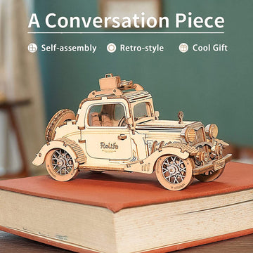 Baby Lane Robotime Vintage Car Model: Fun 3D Wooden Puzzle for Kids