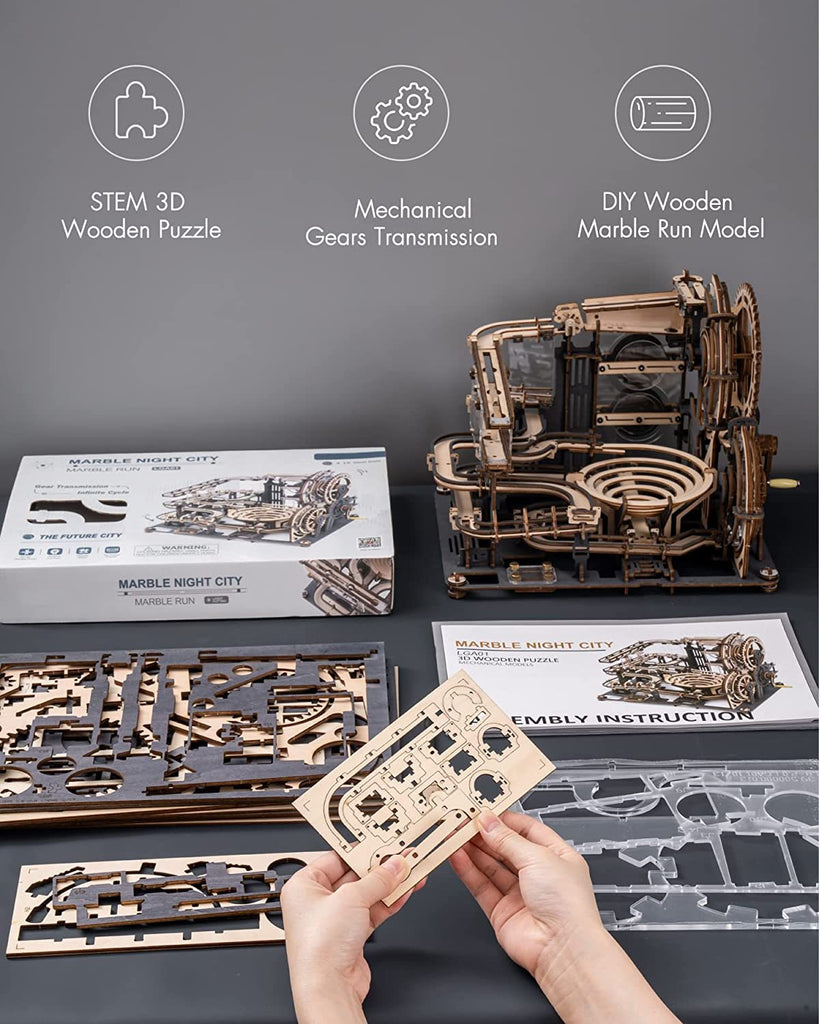 Baby Lane Robotime ROKR Marble Night City Model: Creative Wooden Puzzle for Kids