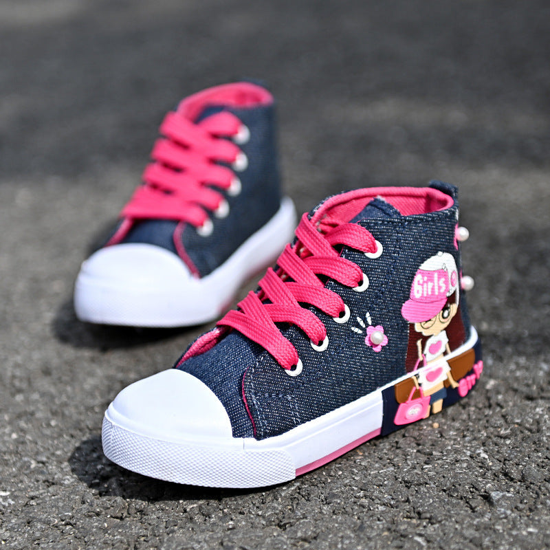 Baby Lane: Adorable Girls' Canvas Sneakers – Trendy and Comfortable