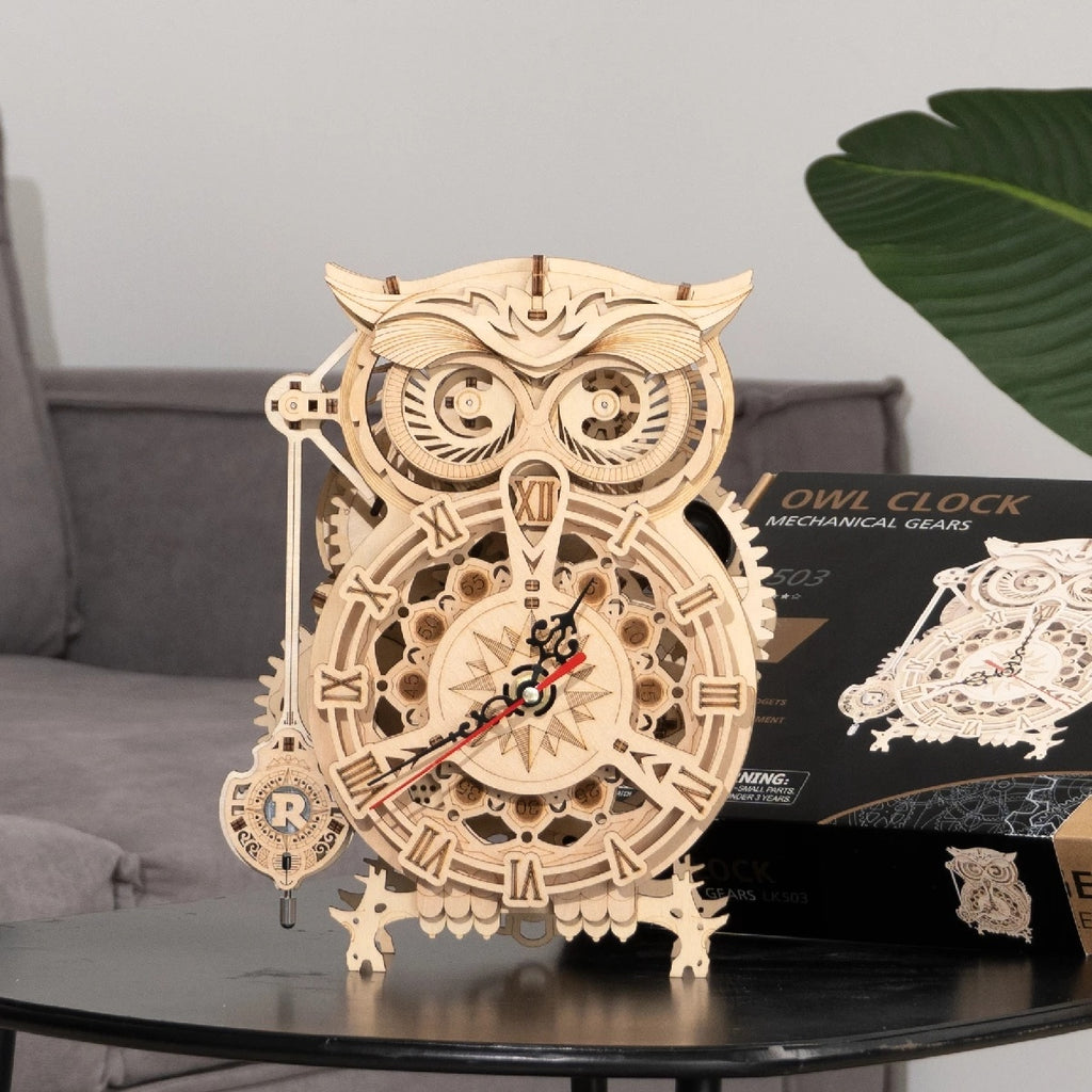 Baby Lane 3D Owl Clock Kit: Robotime Rokr Creative DIY Wooden Toys for Children