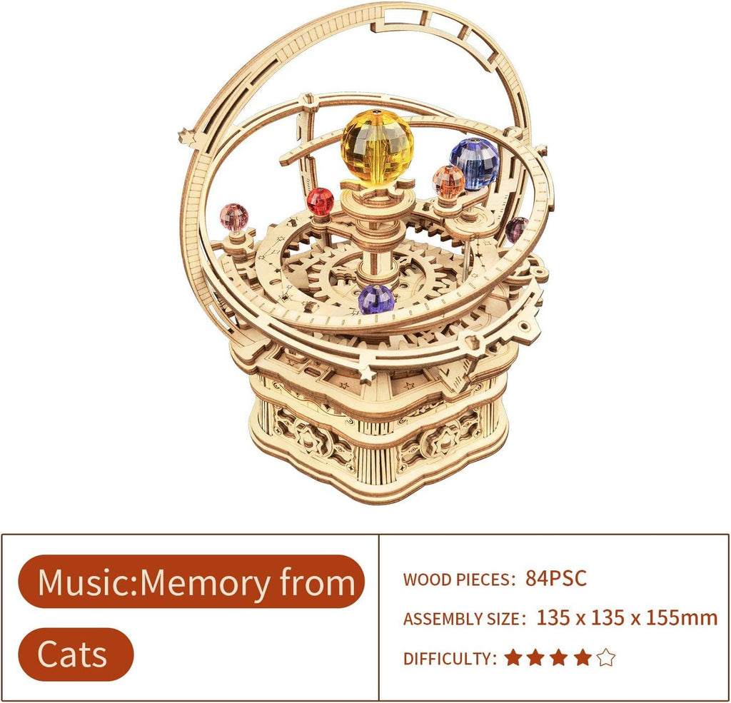 Baby Lane ROKR Starry Night Music Box: Creative 3D Wooden Assembly Kit - AMK51