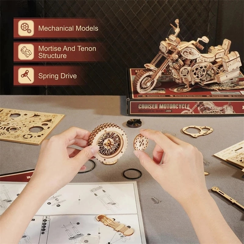 Baby Lane DIY Robotime Rokr Cruiser Motorcycle: Engaging Wooden Model LK504