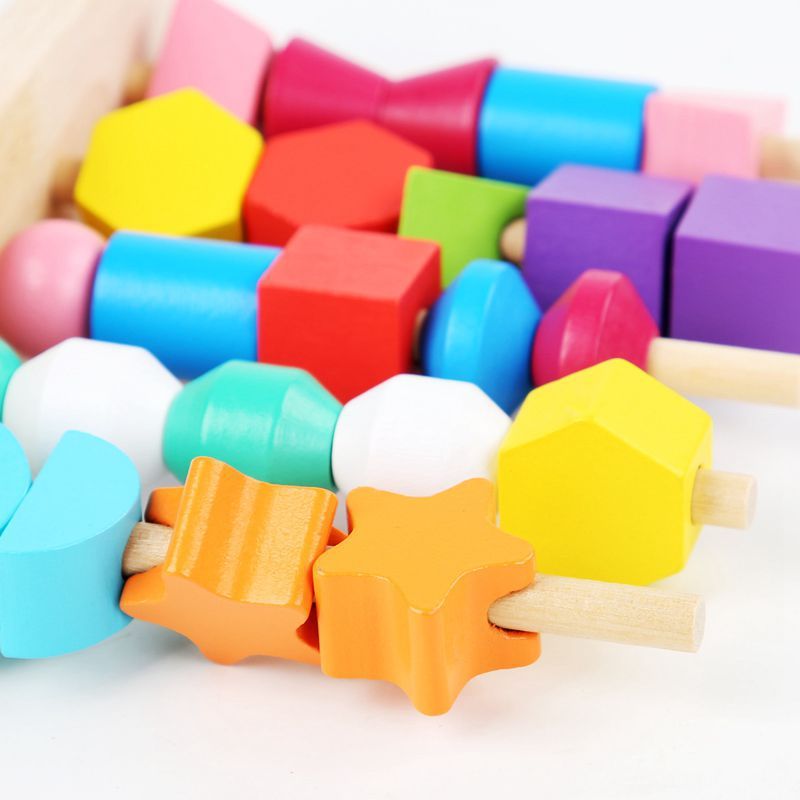 Baby Lane String Matching Blocks and Geometric Shape Pole Set for Kids!
