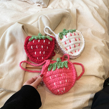 Baby Lane Handmade Knitted Strawberry Crossbody Bag – Cute and Cozy!