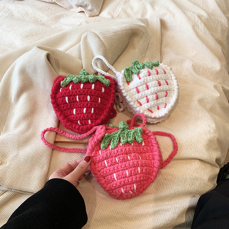 Baby Lane Handmade Knitted Strawberry Crossbody Bag – Cute and Cozy!