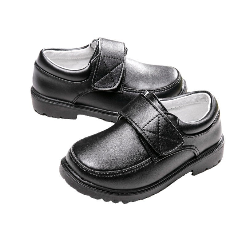 Babylane British Leather Shoes for Boys: Black Velcro Style for Students