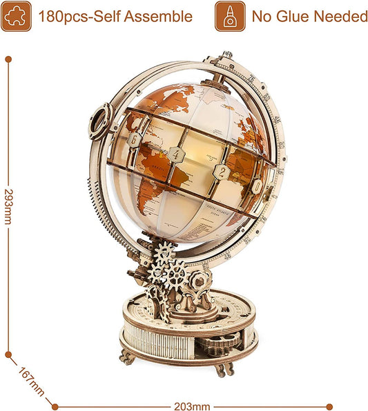 Baby Lane ROKR 180PCS Luminous Globe: Hot Selling 3D Wooden Building Toy