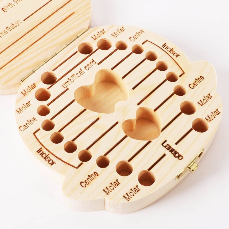 Baby Lane Kids Tooth Organizer: Charming Wooden Storage Box
