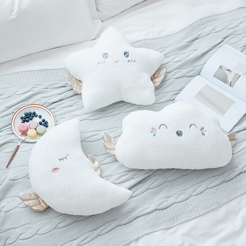 Babylane Plush Pillow for Kids | Angel Cloud with Moon & Star Design for Comfort