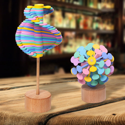 Baby Lane Solid Wood Rotating Lollipop: Fun Decompression Ornaments Toy