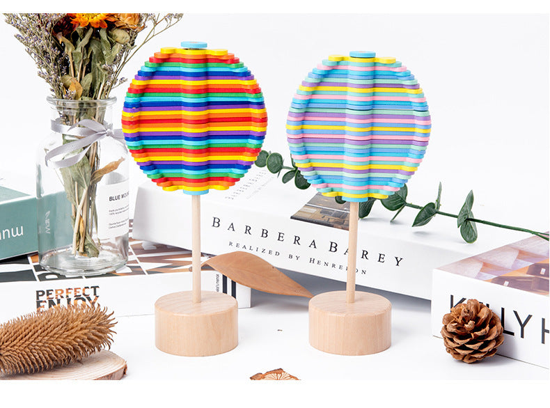 Baby Lane Solid Wood Rotating Lollipop: Fun Decompression Ornaments Toy