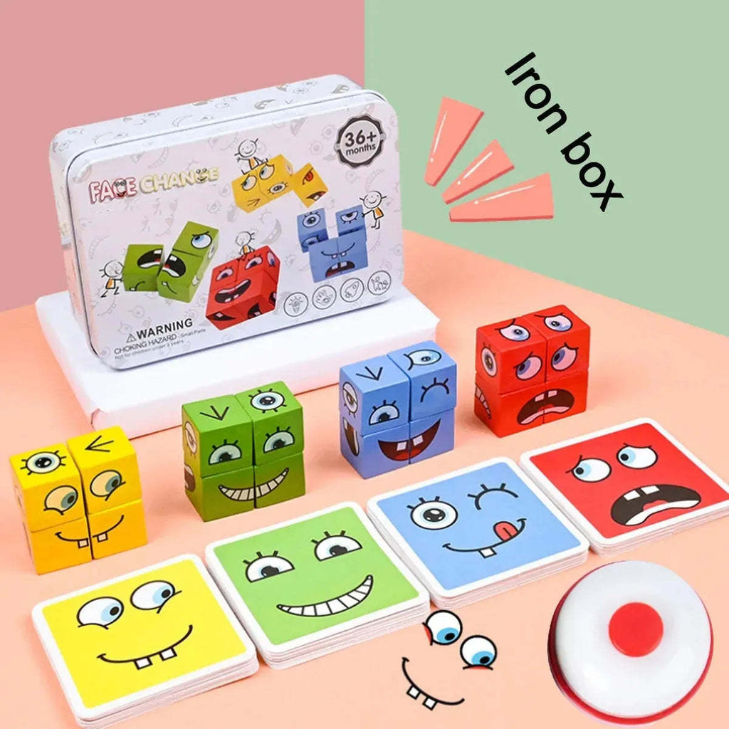 Baby Lane Wooden Face Pattern Blocks: Creative Expressions Toy for Kids