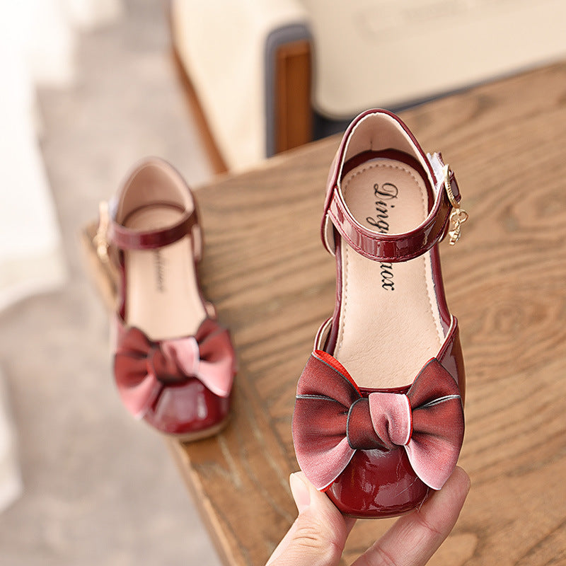 Baby Lane: New Spring Girls' Single Shoes – Bow Design Soft Bottom Sandals