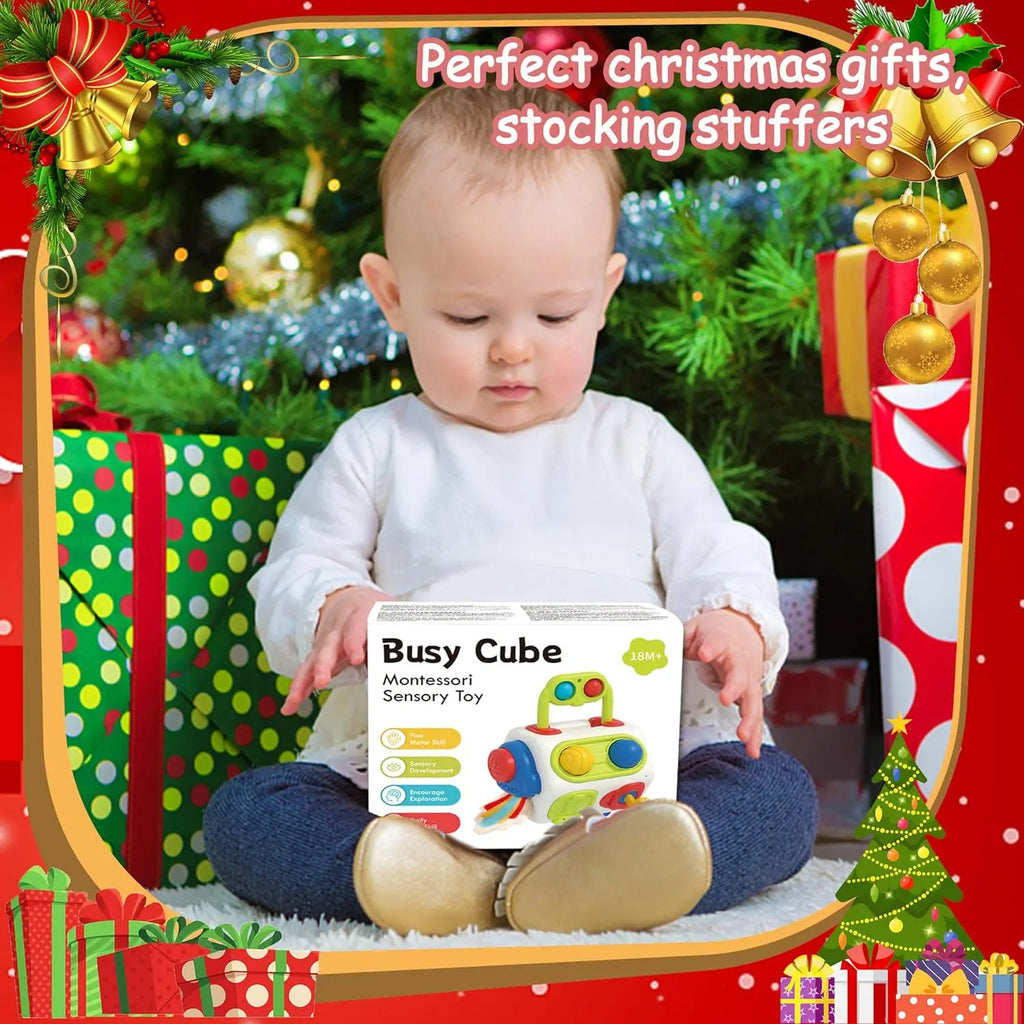 Babylane Montessori Sensory Busy Cube | 9-in-1 Fidget Toy for 1-3 Year Olds