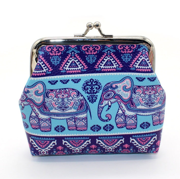 Baby Lane Stylish National Wind Zero Wallet – Canvas Elephant Design for Women!