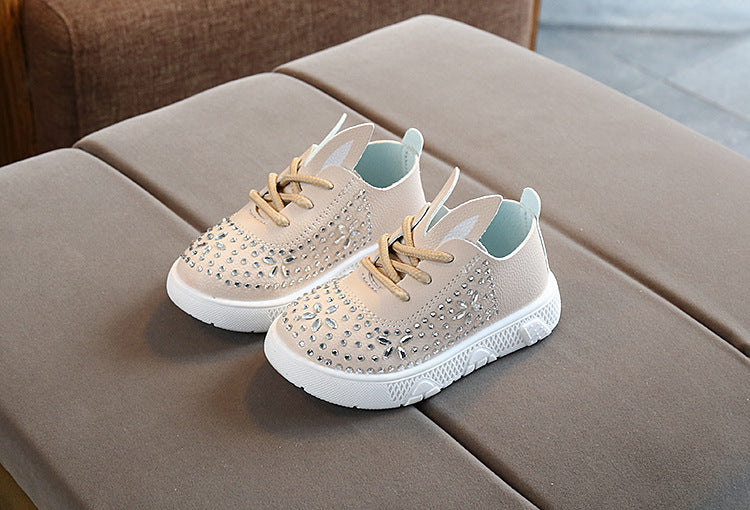 Baby Lane: Girls' Leather Shoes with Diamond Accents – Perfect for Princesses