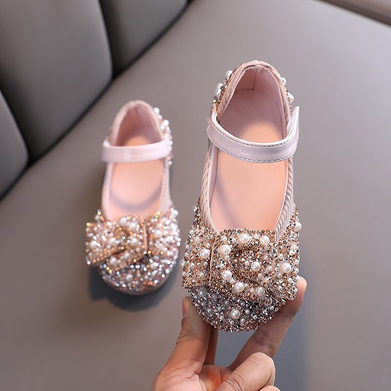 Baby Lane: Trendy Girls' Leather Princess Shoes – Rhinestone Detail