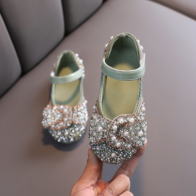 Baby Lane: Trendy Girls' Leather Princess Shoes – Rhinestone Detail