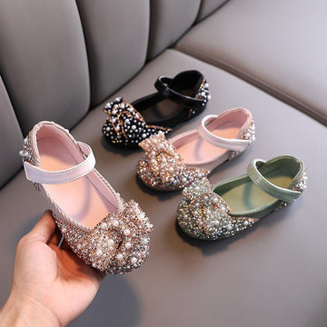 Baby Lane: Trendy Girls' Leather Princess Shoes – Rhinestone Detail